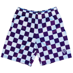 Purple and White Checkerboard Lacrosse Shorts Made in USA - Purple