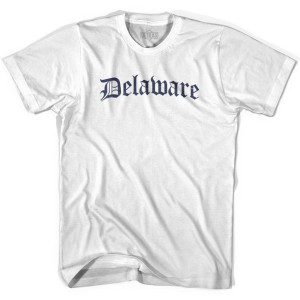 Womens Delaware Old Town Font T-shirt - White Womens Delaware Old Town Font T-shirt - White