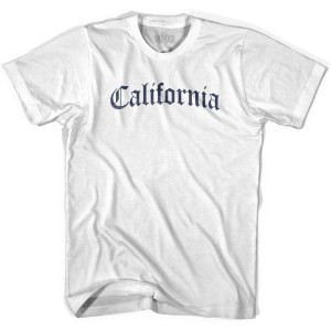 Womens California Old Town Font T-shirt - White Womens California Old Town Font T-shirt - White
