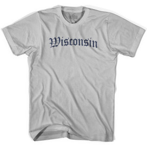 Wisconsin Old Town Font T-shirt - Cool Grey Wisconsin Old Town Font T-shirt - Cool Grey