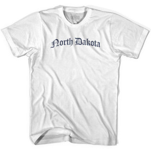 Youth North Dakota Old Town Font T-shirt - White Youth North Dakota Old Town Font T-shirt - White