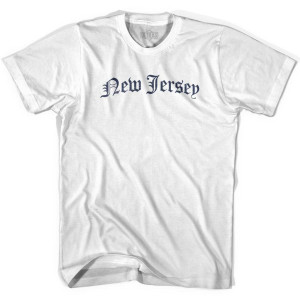 Youth New Jersey Old Town Font T-shirt - White Youth New Jersey Old Town Font T-shirt - White