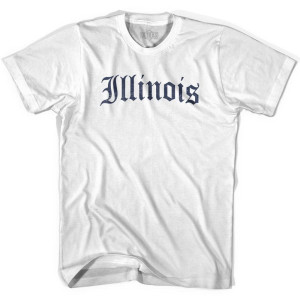 Youth Illinois Old Town Font T-shirt - White Youth Illinois Old Town Font T-shirt - White