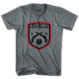 Ultras Fall River Marksmen Soccer V-neck T-shirt - Athletic Grey Ultras Fall River Marksmen Soccer V-neck T-shirt - Athletic Grey