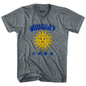 Ultras Uruguay 4 World Cups V-neck T-shirt-Athletic Grey