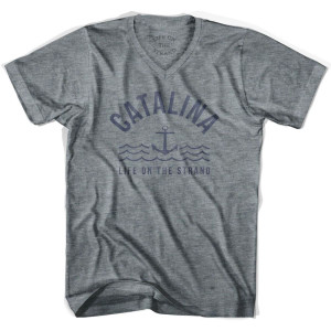 Catalina Anchor Life on the Strand V-neck T-shirt - Athletic Grey