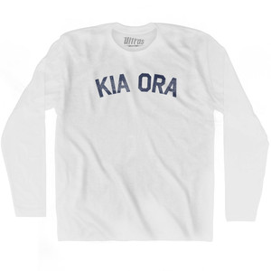 Kia Ora Adult Cotton Long Sleeve T-shirt - White