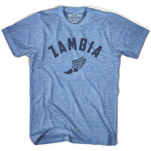 Zambia Running Winged Foot Track T-shirt - Athletic Blue