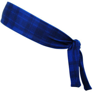 Navy Tartan Plaid Elastic Tie Headband Made In USA - Navy Navy Tartan Plaid Elastic Tie Headband Made In USA - Navy