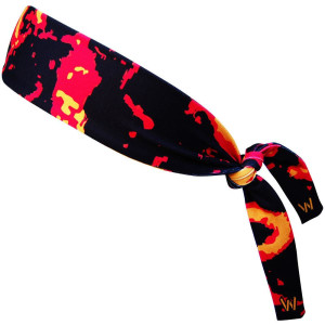 Lava Flow Elastic Tie Headband Made In USA-Red Black Yellow