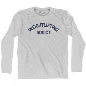 Weightlifting Addict Adult Cotton Long Sleeve T-shirt - Grey Heather Weightlifting Addict Adult Cotton Long Sleeve T-shirt - Grey Heather