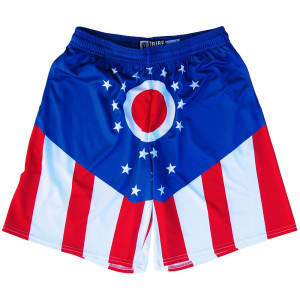 Ohio Flag Lacrosse Shorts Made in USA - Red White and Blue Ohio Flag Lacrosse Shorts Made in USA - Red White and Blue