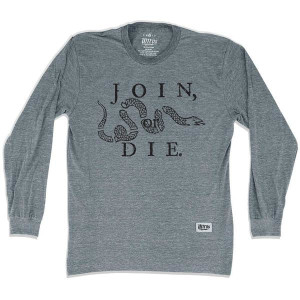 Philadelphia Join or Die Soccer Long Sleeve T-shirt-Athletic Grey Philadelphia Join or Die Soccer Long Sleeve T-shirt-Athletic Grey