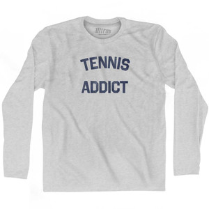 Tennis Addict Adult Cotton Long Sleeve T-shirt - Grey Heather
