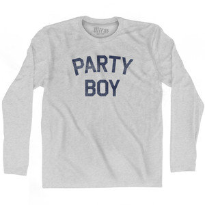 Party Boy Adult Cotton Long Sleeve T-shirt - Grey Heather