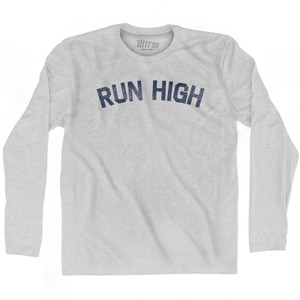 Run High Adult Cotton Long Sleeve T-shirt - Grey Heather