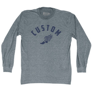 Custom Running Track Winged Foot Adult Tri-Blend Long Sleeve T-shirt - Athletic Grey Custom Running Track Winged Foot Adult Tri-Blend Long Sleeve T-shirt - Athletic Grey