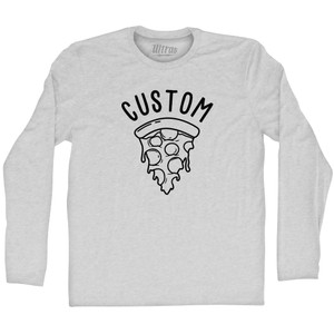 Custom Pizza Adult Cotton Long Sleeve T-shirt - Grey Heather