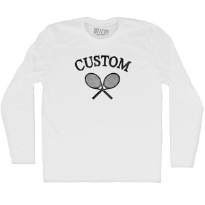 Custom Tennis Rackets Adult Cotton Long Sleeve T-shirt - Grey Heather Custom Tennis Rackets Adult Cotton Long Sleeve T-shirt - Grey Heather