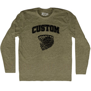 Custom Basketball Old School Ball Net Adult Tri-Blend Long Sleeve T-shirt-Athletic Military Green