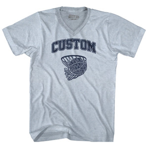 Custom Basketball Old School Ball Net Adult Tri-Blend V-neck T-shirt - Athletic White Custom Basketball Old School Ball Net Adult Tri-Blend V-neck T-shirt - Athletic White