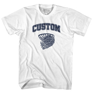 Custom Basketball Old School Ball Net Adult Cotton T-shirt - White Custom Basketball Old School Ball Net Adult Cotton T-shirt - White