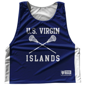 US Virgin Islands Country Nations Crossed Sticks Reversible Lacrosse Pinnie Made In USA - Navy & White US Virgin Islands Country Nations Crossed Sticks Reversible Lacrosse Pinnie Made In USA - Navy & White