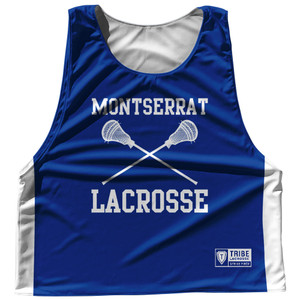 Montserrat Country Nations Crossed Sticks Reversible Lacrosse Pinnie Made In USA - Blue & White Montserrat Country Nations Crossed Sticks Reversible Lacrosse Pinnie Made In USA - Blue & White