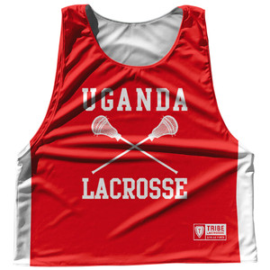 Uganda Country Nations Crossed Sticks Reversible Lacrosse Pinnie Made In USA - Red & White Uganda Country Nations Crossed Sticks Reversible Lacrosse Pinnie Made In USA - Red & White