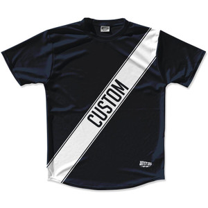 Navy Blue & White Custom Sash Running Shirt Made in USA - Navy Blue & White Navy Blue & White Custom Sash Running Shirt Made in USA - Navy Blue & White