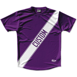 Purple Violet Laker & Black Custom Sash Running Shirt Made in USA - Purple Violet Laker & Black Purple Violet Laker & Black Custom Sash Running Shirt Made in USA - Purple Violet Laker & Black