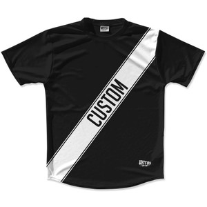 Black & White Custom Sash Running Shirt Made in USA - Black & White