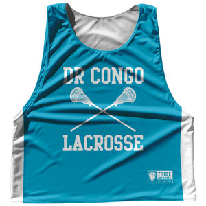 DR Congo Country Nations Crossed Sticks Reversible Lacrosse Pinnie Made In USA - Teal & White DR Congo Country Nations Crossed Sticks Reversible Lacrosse Pinnie Made In USA - Teal & White