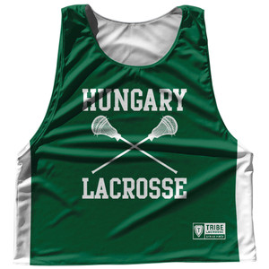 Hungary Country Nations Crossed Sticks Reversible Lacrosse Pinnie Made In USA - Green & White Hungary Country Nations Crossed Sticks Reversible Lacrosse Pinnie Made In USA - Green & White