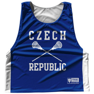 Czech Republic Country Nations Crossed Sticks Reversible Lacrosse Pinnie Made In USA - Royal & White Czech Republic Country Nations Crossed Sticks Reversible Lacrosse Pinnie Made In USA - Royal & White
