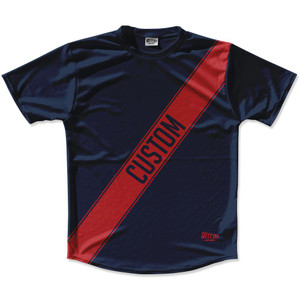 Navy Blue & Red Custom Sash Running Shirt Made in USA - Navy Blue & Red Navy Blue & Red Custom Sash Running Shirt Made in USA - Navy Blue & Red