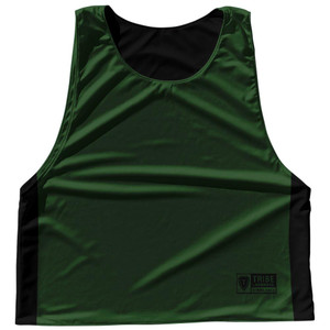 Contrast Color Side Panel Sublimated Lacrosse Pinnies Made In USA - Hunter Green and Black Contrast Color Side Panel Sublimated Lacrosse Pinnies Made In USA - Hunter Green and Black