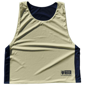 Contrast Color Side Panel Sublimated Lacrosse Pinnies 2 Made In USA - Navy and Vegas Gold Contrast Color Side Panel Sublimated Lacrosse Pinnies 2 Made In USA - Navy and Vegas Gold
