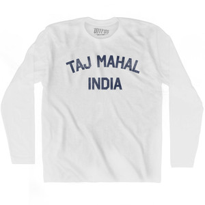 Taj Mahal India Adult Cotton Long Sleeve T-shirt - White