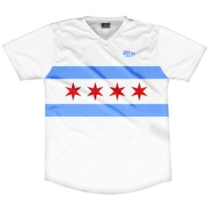 Chicago Flag White Soccer Jersey Made In USA - White Chicago Flag White Soccer Jersey Made In USA - White