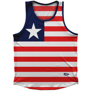 Liberia Country Flag Sport Tank Top Made In USA - Red Blue Liberia Country Flag Sport Tank Top Made In USA - Red Blue