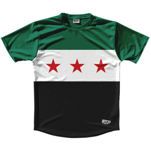 Syria Country Flag Running Shirt Track Cross Country Performance Top Made In USA - Green White Syria Country Flag Running Shirt Track Cross Country Performance Top Made In USA - Green White