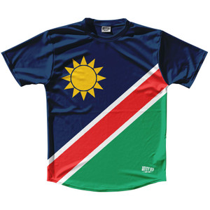 Namibia Country Flag Running Shirt Track Cross Country Performance Top Made In USA - Blue Green