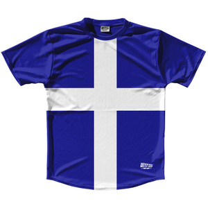 Finland Country Flag Running Shirt Track Cross Country Performance Top Made In USA - Blue Finland Country Flag Running Shirt Track Cross Country Performance Top Made In USA - Blue