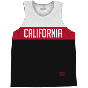 California Finish Line State Flag Basketball Singlets - Red White California Finish Line State Flag Basketball Singlets - Red White