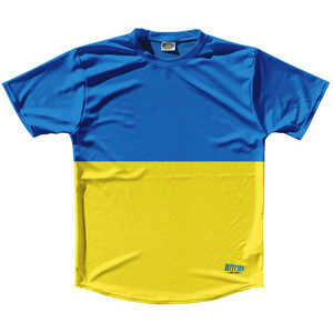 Ukraine Country Flag Running Shirt Track Cross Country Performance Top Made In USA - Blue Yellow Ukraine Country Flag Running Shirt Track Cross Country Performance Top Made In USA - Blue Yellow