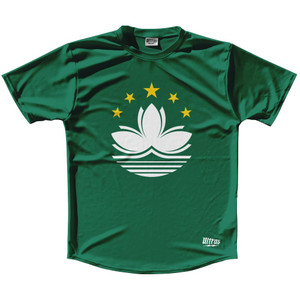 Macau Country Flag Running Shirt Track Cross Country Performance Top Made In USA - Green Macau Country Flag Running Shirt Track Cross Country Performance Top Made In USA - Green