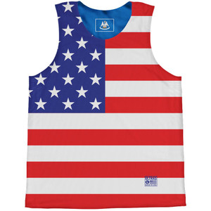 American Flag and Louisiana State Flag Reversible Basketball Practice Singlet Jersey - Red White American Flag and Louisiana State Flag Reversible Basketball Practice Singlet Jersey - Red White