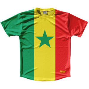 Senegal Country Flag Running Shirt Track Cross Country Performance Top Made In USA - Green yellow red Senegal Country Flag Running Shirt Track Cross Country Performance Top Made In USA - Green yellow red