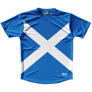 Scotland Country Flag Running Shirt Track Cross Country Performance Top Made In USA - Blue Scotland Country Flag Running Shirt Track Cross Country Performance Top Made In USA - Blue